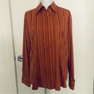 New York & Company Womens XL Shirt Blouse Striped Long Sleeve